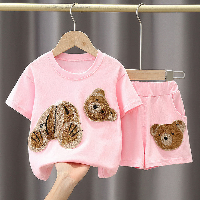 Boy And Girl Cartoon Cotton Short Sleeve T-shirt
