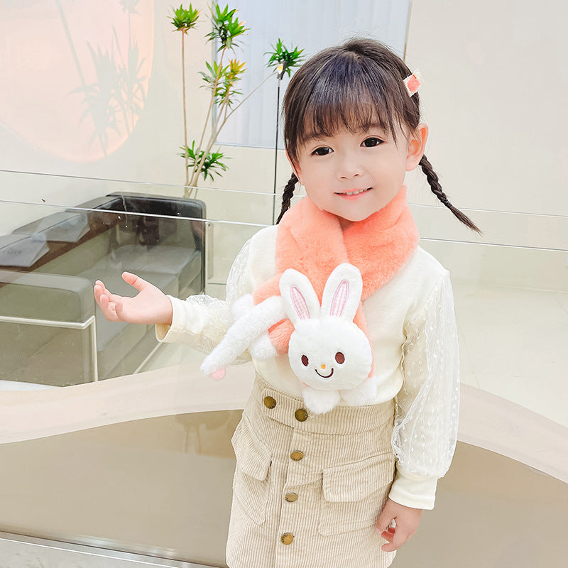 Warm Plush Children Cross Rabbit Scarf