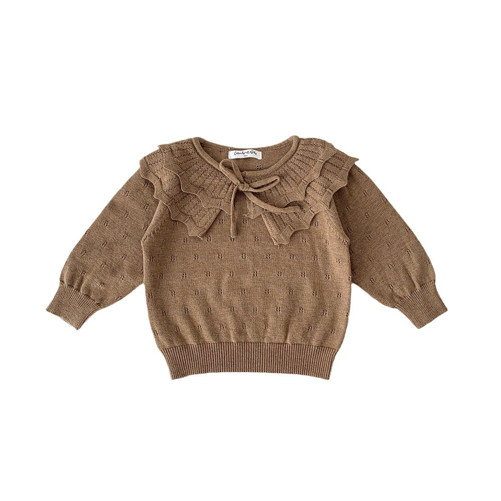 Baby Girls' Pullover Double-layer Ruffled Collar Sweater