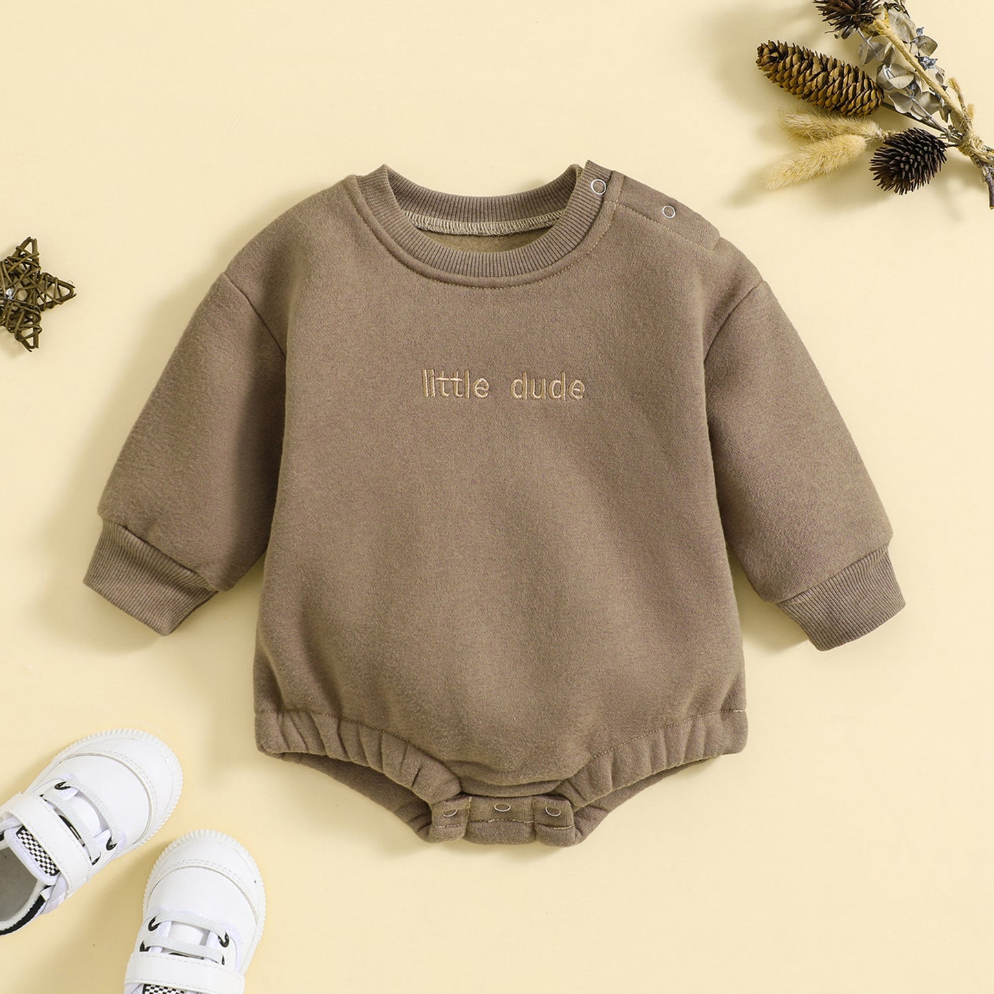 Infant Jumpsuit Solid Color Loose Long Sleeves Onesie